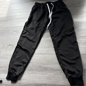 Shein Manfinity Black Sweatpants W/White Stripe, Black, Medium